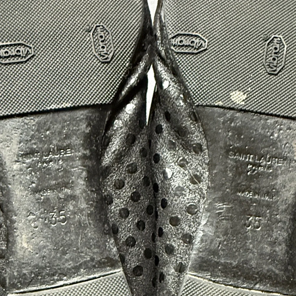 Saint Laurent Black Embossed Ballet Flats with Bow - Picture 4 of 4